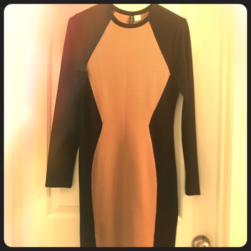 Tan and Black bodycon dress